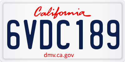 CA license plate 6VDC189