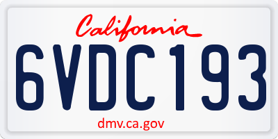 CA license plate 6VDC193