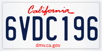 CA license plate 6VDC196
