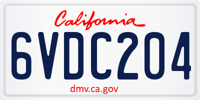 CA license plate 6VDC204