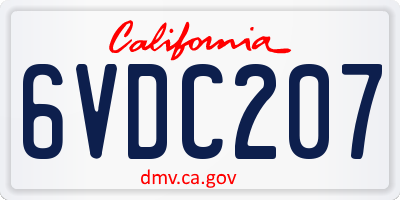 CA license plate 6VDC207