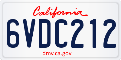 CA license plate 6VDC212