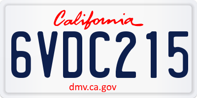 CA license plate 6VDC215