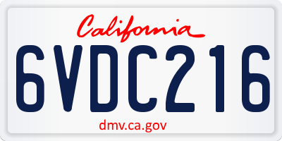 CA license plate 6VDC216