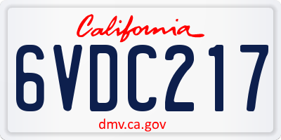 CA license plate 6VDC217