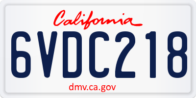 CA license plate 6VDC218