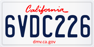 CA license plate 6VDC226