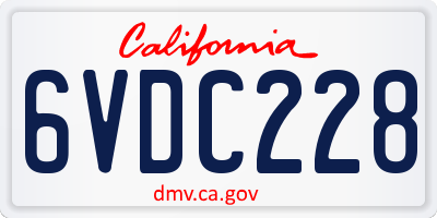 CA license plate 6VDC228