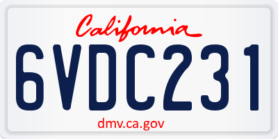 CA license plate 6VDC231
