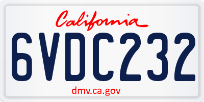CA license plate 6VDC232