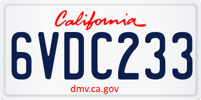 CA license plate 6VDC233
