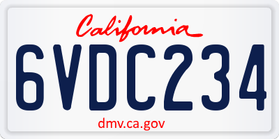 CA license plate 6VDC234