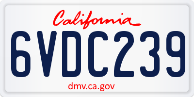 CA license plate 6VDC239