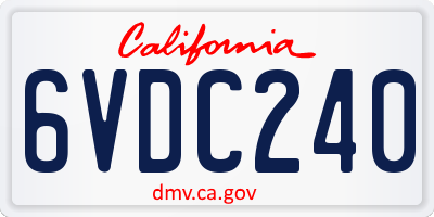 CA license plate 6VDC240