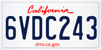 CA license plate 6VDC243