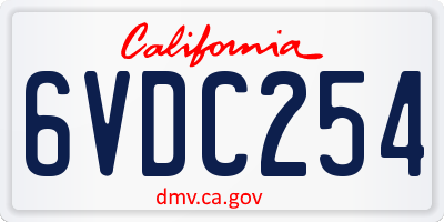 CA license plate 6VDC254