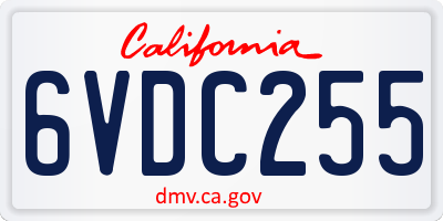 CA license plate 6VDC255