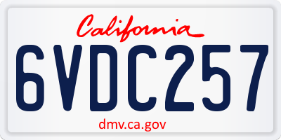 CA license plate 6VDC257