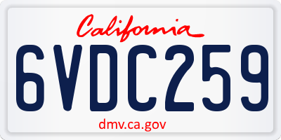 CA license plate 6VDC259