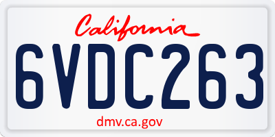 CA license plate 6VDC263