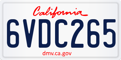 CA license plate 6VDC265