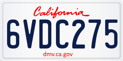 CA license plate 6VDC275