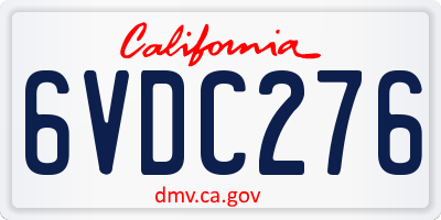CA license plate 6VDC276