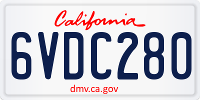 CA license plate 6VDC280