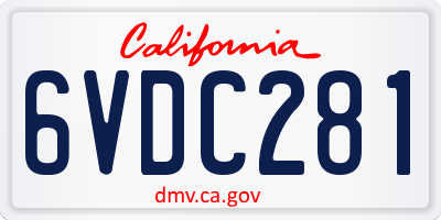 CA license plate 6VDC281