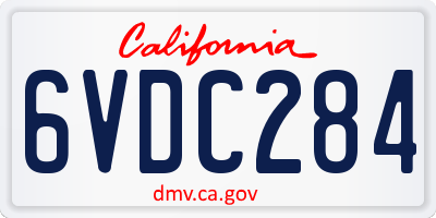 CA license plate 6VDC284