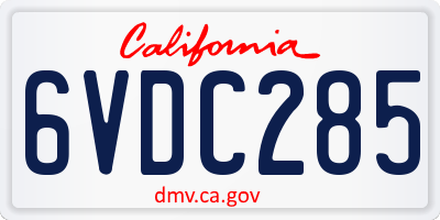CA license plate 6VDC285