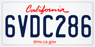 CA license plate 6VDC286
