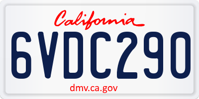 CA license plate 6VDC290