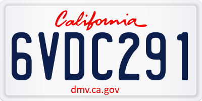 CA license plate 6VDC291