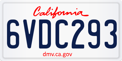 CA license plate 6VDC293
