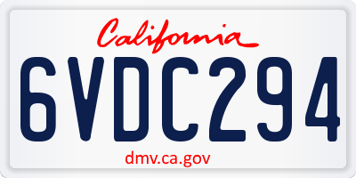 CA license plate 6VDC294