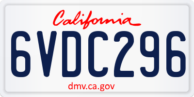 CA license plate 6VDC296
