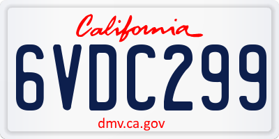 CA license plate 6VDC299
