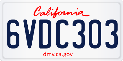CA license plate 6VDC303
