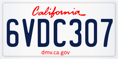 CA license plate 6VDC307