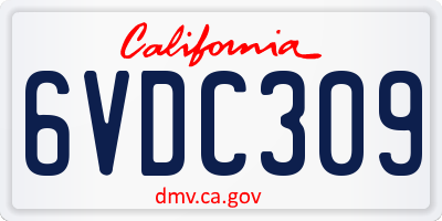 CA license plate 6VDC309