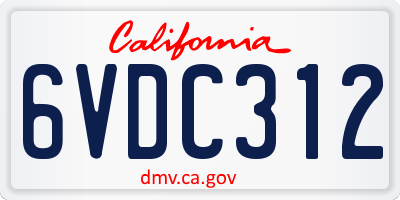 CA license plate 6VDC312
