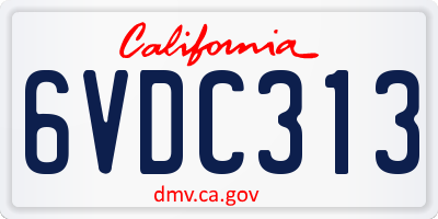 CA license plate 6VDC313