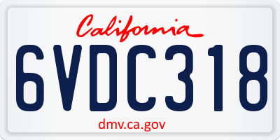 CA license plate 6VDC318