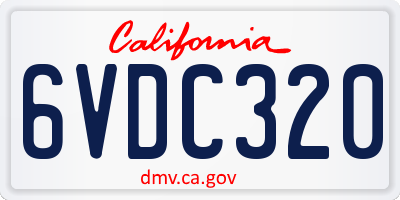 CA license plate 6VDC320