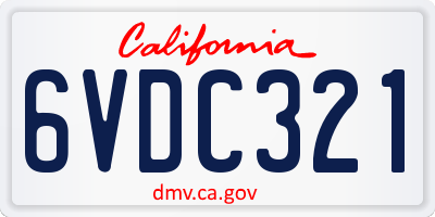 CA license plate 6VDC321