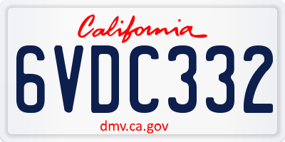 CA license plate 6VDC332