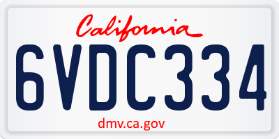 CA license plate 6VDC334