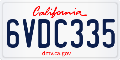 CA license plate 6VDC335