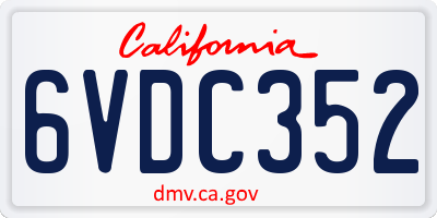 CA license plate 6VDC352